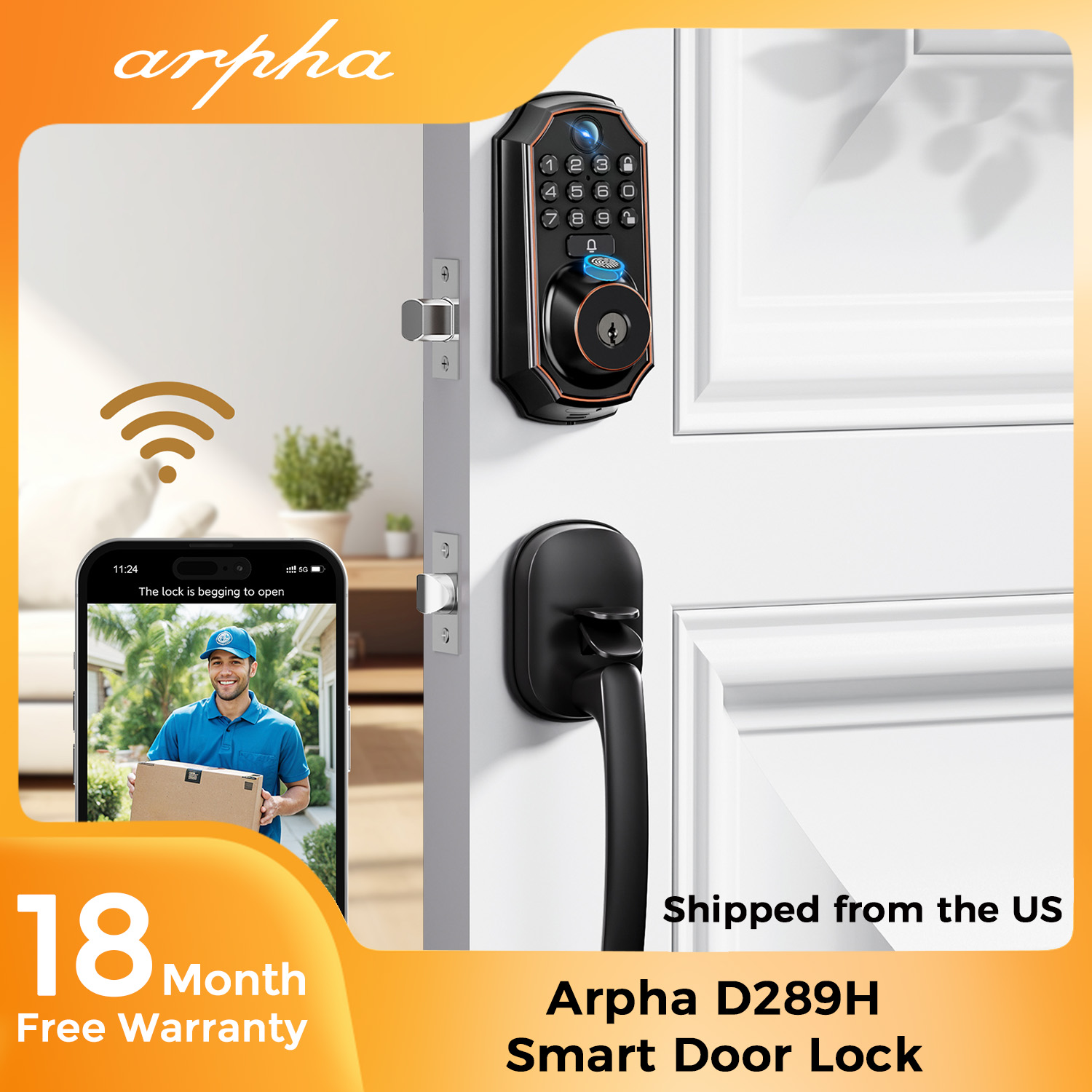 Home Security Front Door Camera - ARPHA D289H – inteligentny zamek do