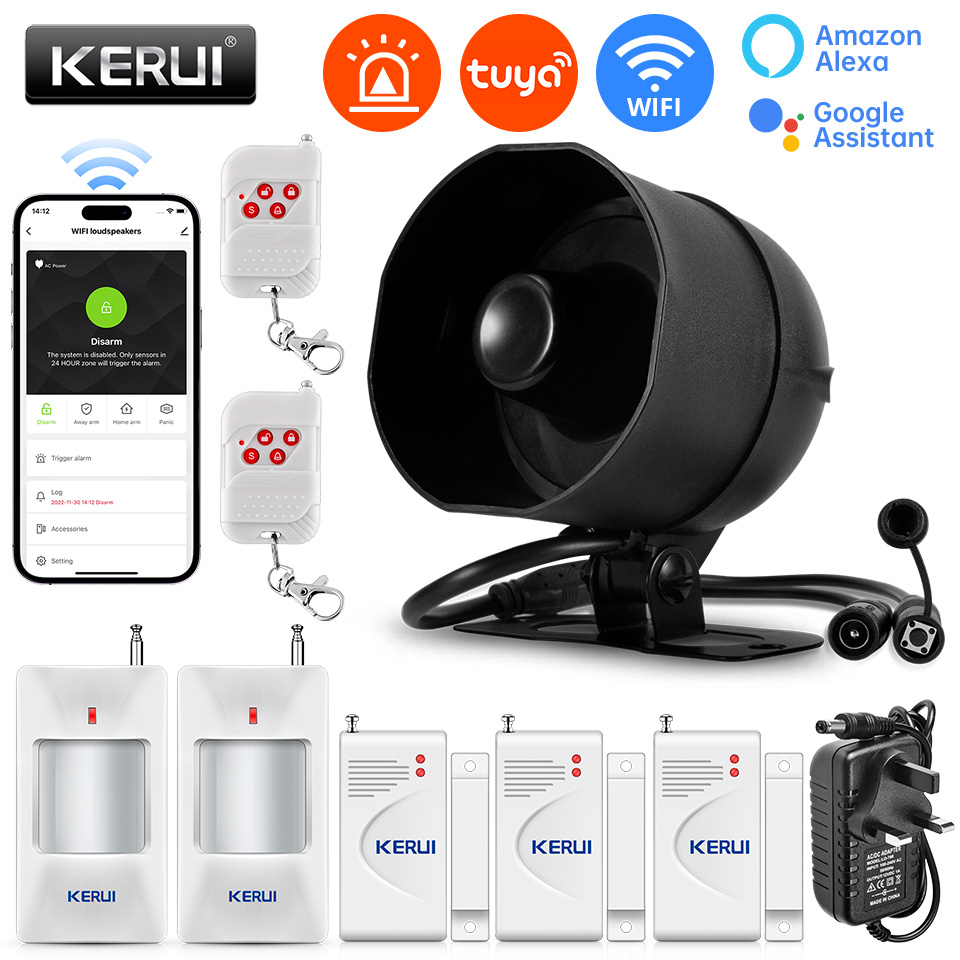 Sim Gsm Alarm - KERUI 120db syrena alarmowa WiFi Tuya